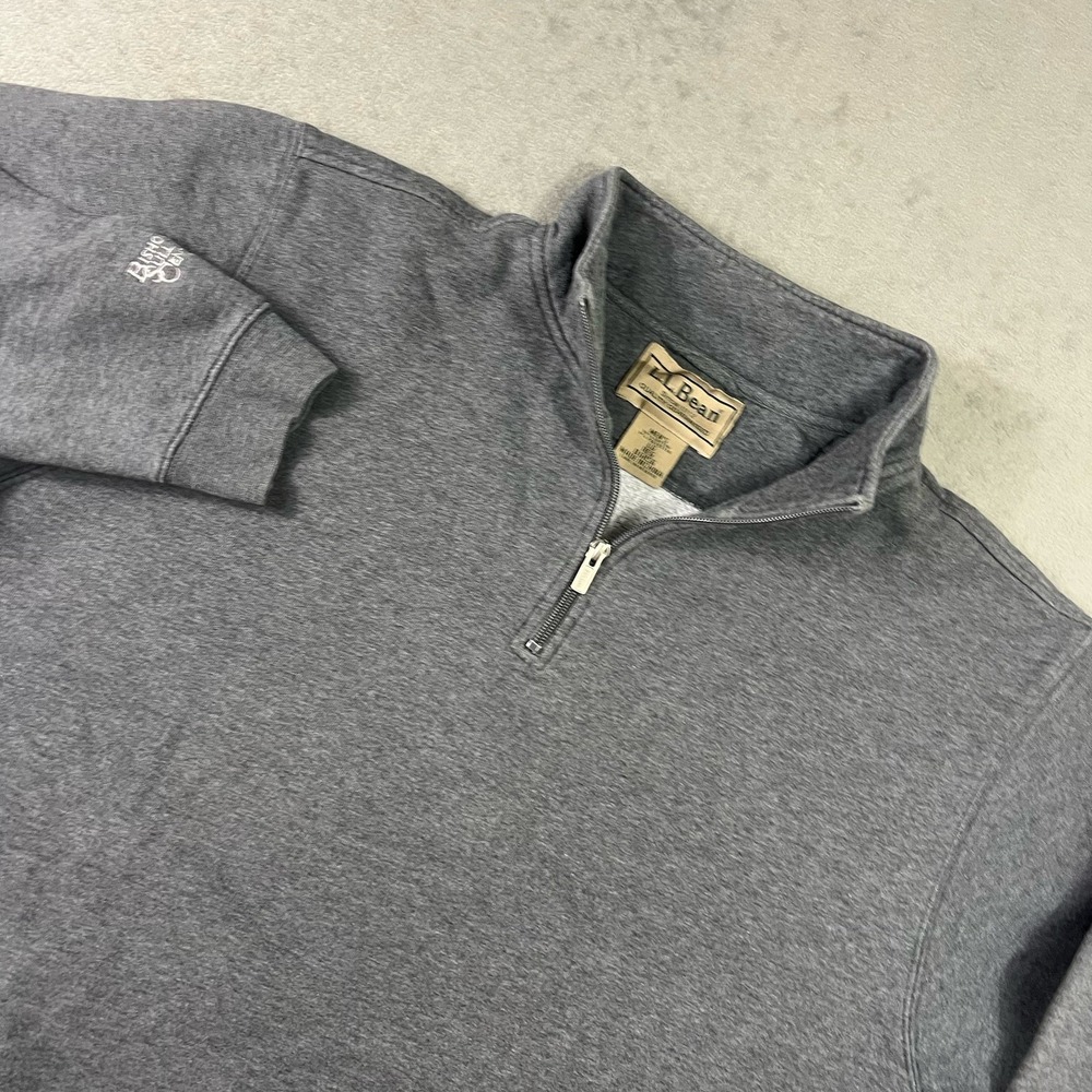 L.L.Bean 1/4 Zip Mens Large Pullover Sweatshirt Gray Fleece Vtg Bishop